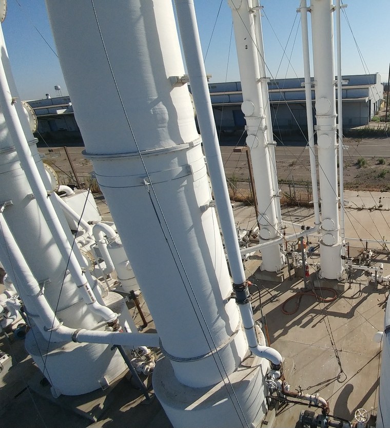 White treatment columns at a Kore groundwater treatment site